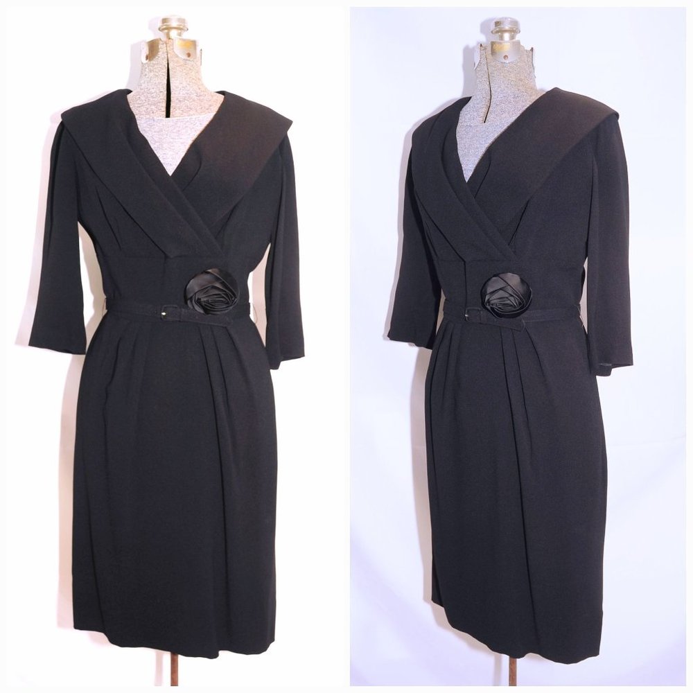 VTG Topaz Original Black Crepe Cocktail Dress